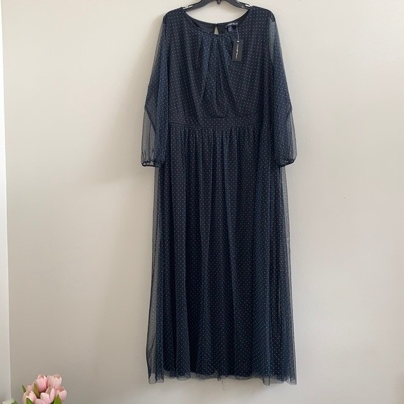 Candalite Women's Maxi Navy Silver Dress Size 3X - Picture 2 of 10
